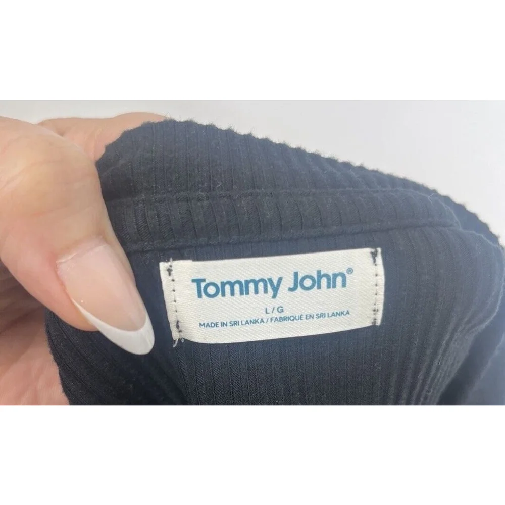Tommy John Womens Zen Black Ribbed Sweatshirt Large Loungewear Errands Pocket Nw
